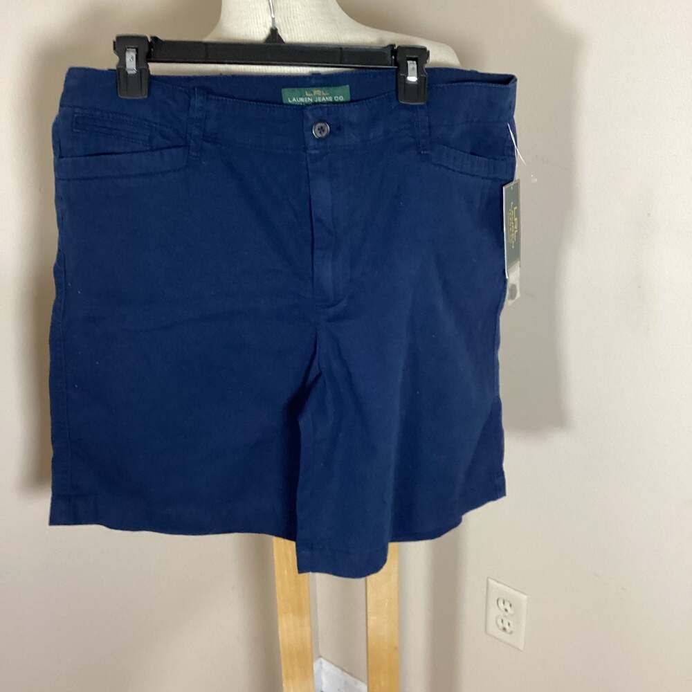 Lauren Jeans Co. Ralph Lauren Women's Navy Blue Cotton Bermuda Shorts Size 16